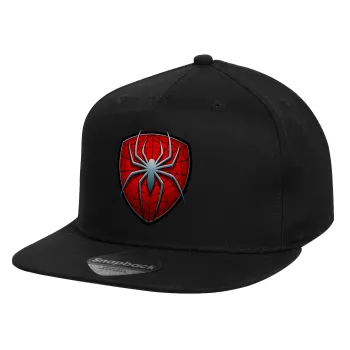 Spider-man, Καπέλο παιδικό Flat Snapback, Μαύρο (100% ΒΑΜΒΑΚΕΡΟ, ΠΑΙΔΙΚΟ, UNISEX, ONE SIZE)