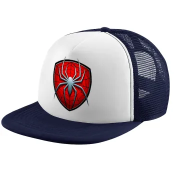 Spider-man, Adult Soft Trucker Hat with Dark Blue/White Mesh (POLYESTER, ADULT, UNISEX, ONE SIZE)