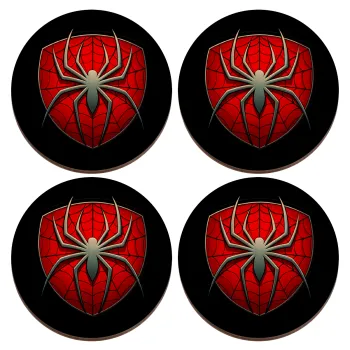 Spider-man, ΣΕΤ x4 Σουβέρ ξύλινα στρογγυλά plywood (9cm)