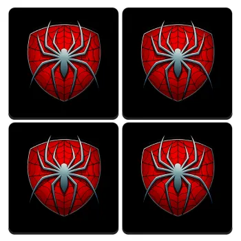Spider-man, ΣΕΤ 4 Σουβέρ ξύλινα τετράγωνα (9cm)