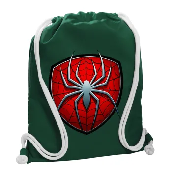 Spider-man, Τσάντα πλάτης πουγκί GYMBAG BOTTLE GREEN, με τσέπη (40x48cm) & χονδρά λευκά κορδόνια