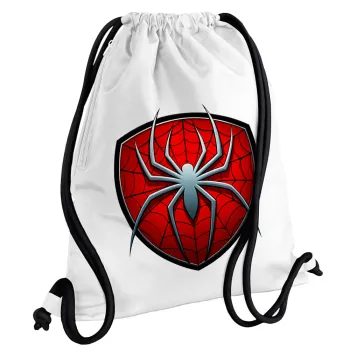 Spider-man, Backpack pouch GYMBAG white, with pocket (40x48cm) & thick cords
