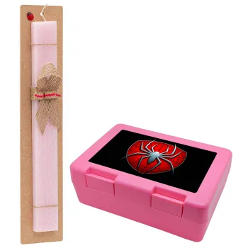 Spider-man, Easter Set, children's snack container PINK & scented flat Easter candle (30cm) (PINK)