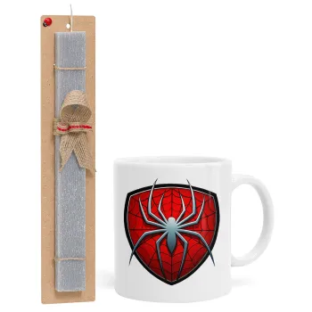 Spider-man, Πασχαλινή Λαμπάδα με Κούπα κεραμική (330ml) & κερί αρωματικό πλακέ (30cm) (ΓΚΡΙ)