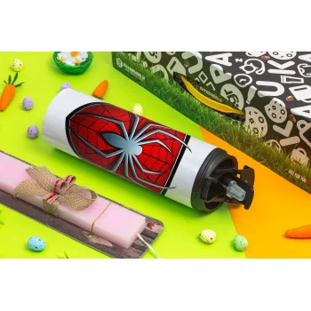 Spider-man, Easter candle,Travel Tumbler 2 Lids, with metal straw & cleaning brush & aromatic flat candle (30cm) (PINK)