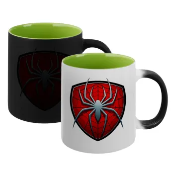 Spider-man, Κούπα Μαγική εσωτερικό πράσινο, κεραμική 330ml που αλλάζει χρώμα με το ζεστό ρόφημα