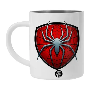 Spider-man, Λευκή Ανοξείδωτη Μεταλλική Κούπα 450ml - Διπλού Τοιχώματος 