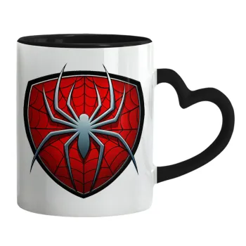 Spider-man, Κούπα καρδιά χερούλι μαύρη, κεραμική, 330ml