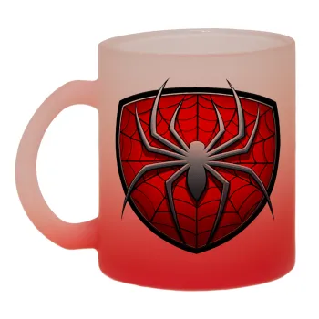Spider-man, Κούπα γυάλινη δίχρωμη με βάση το κόκκινο ματ, 330ml