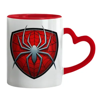 Spider-man, Mug heart red handle, ceramic, 330ml