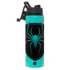 Metallic water bottle with safety lid, 850ml aluminum