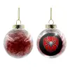 Στολίδι Χριστουγεννιάτικη μπάλα δένδρου διάφανη με κόκκινο γέμισμα 8cm