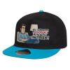 Child's Flat Snapback Hat, Black/Blue (100% COTTON, CHILD, UNISEX, ONE SIZE)