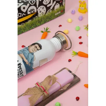 ΠΩΣ ΤΑ ΒΡΙΣΚΟΥΝ ΟΙ ΒΛΑ....ΝΟΙ ΜΕΤΑΞΥ ΤΟΥΣ, ΕΙΝΑΙ ΤΡΟΜΕΡΟ!!!, Πασχαλινή Λαμπάδα με παγούρι μεταλλικό (620ml, stainless steel) & κερί αρωματικό πλακέ (30cm) (ΡΟΖ)