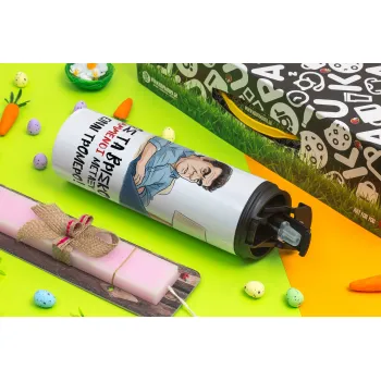 ΠΩΣ ΤΑ ΒΡΙΣΚΟΥΝ ΟΙ ΒΛΑ....ΝΟΙ ΜΕΤΑΞΥ ΤΟΥΣ, ΕΙΝΑΙ ΤΡΟΜΕΡΟ!!!, Easter candle,Travel Tumbler 2 Lids, with metal straw & cleaning brush & aromatic flat candle (30cm) (PINK)