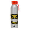 Aluminum Sports Bottle 650ml – Silver with Red Cap and Silicone Strap
