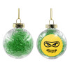 Transparent Christmas tree ball ornament with green filling 8cm