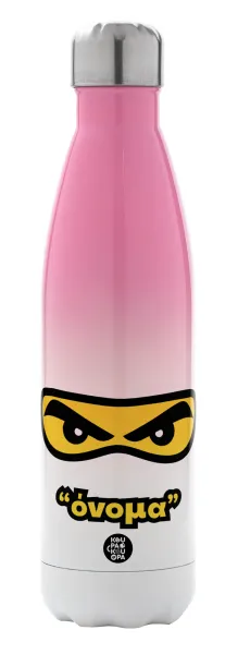 Ninja Eyes με όνομα — Metal mug thermos Pink/White (Stainless steel), double wall, 500ml