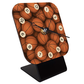 Μπάλες  Μπάσκετ, Επιτραπέζιο ρολόι σε φυσικό ξύλο (10cm)