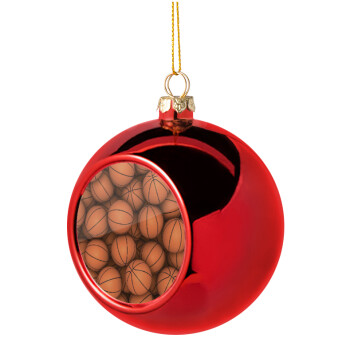 Μπάλες  Μπάσκετ, Χριστουγεννιάτικη μπάλα δένδρου Κόκκινη 8cm