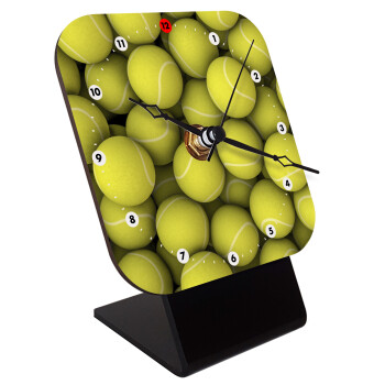 Tenis balls, Quartz Wooden table clock with hands (10cm)