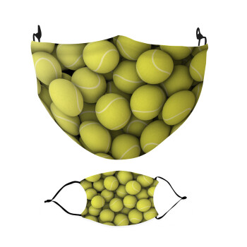 Tenis balls, Μάσκα υφασμάτινη Ενηλίκων πολλαπλών στρώσεων με υποδοχή φίλτρου