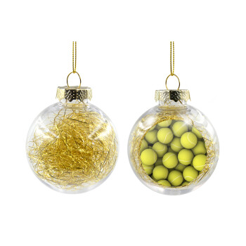 Μπάλες  τέννις, Χριστουγεννιάτικη μπάλα δένδρου διάφανη με χρυσό γέμισμα 8cm