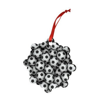 Soccer balls, Χριστουγεννιάτικο στολίδι snowflake ξύλινο 7.5cm