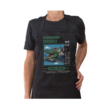 Bombardiro Crocodilo, Ποδιά μακριά Σεφ ολόσωμη με τσέπες Μαύρη (ΕΝΗΛΙΚΩΝ)