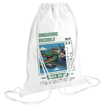Bombardiro Crocodilo, Backpack pouch GYMBAG white (28x40cm)
