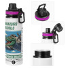 Metallic water bottle with safety lid, 850ml aluminum