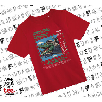 Bombardiro Crocodilo, Άνετο παιδικό T-Shirt ΚΟΚΚΙΝΟ από 100% βαμβάκι, για κάθε μέρα. Vegan & OEKO-TEX πιστοποιημένο.