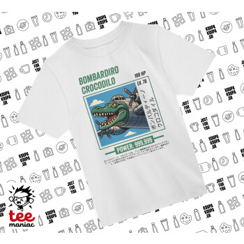 Bombardiro Crocodilo, Άνετο παιδικό T-Shirt ΛΕΥΚΟ από 100% βαμβάκι, για κάθε μέρα. Vegan & OEKO-TEX πιστοποιημένο.