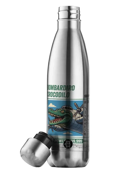 Bombardiro Crocodilo — Μεταλλικό παγούρι θερμός Inox (Stainless steel), διπλού τοιχώματος, 500ml