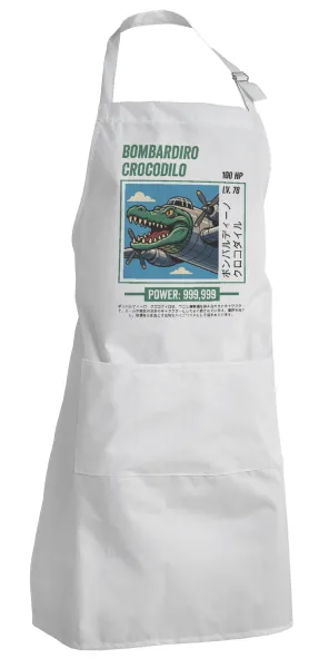 Bombardiro Crocodilo — Adult Chef Apron (with sliders and 2 pockets)