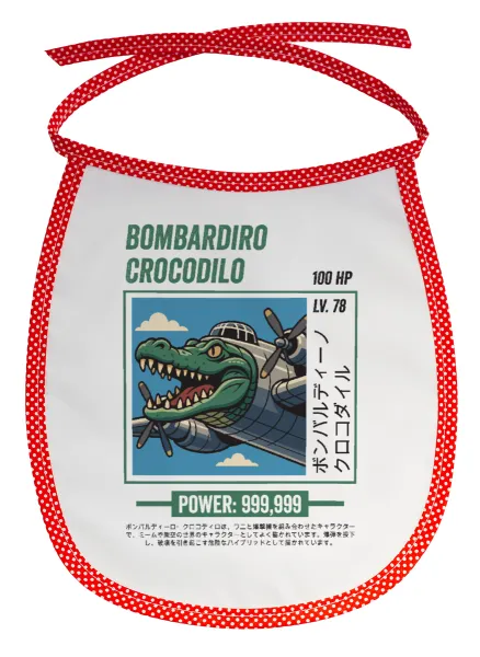 Bombardiro Crocodilo — Stain-resistant baby bib with tie, red