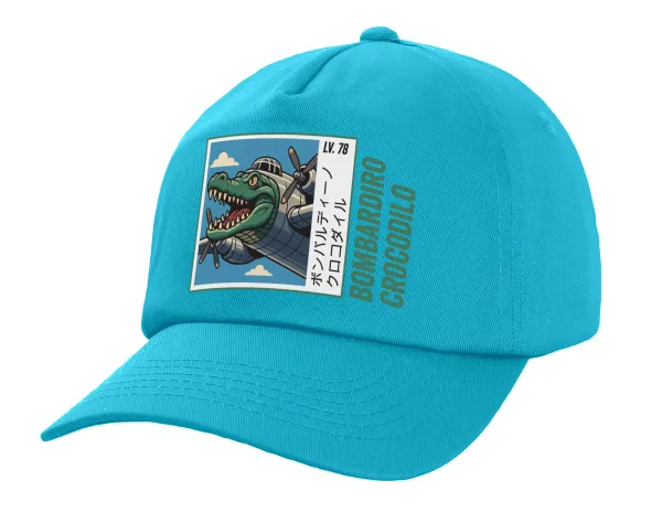 Bombardiro Crocodilo — Children's Baseball Cap, 100% Cotton Twill, Blue (COTTON, CHILDREN, UNISEX, ONE SIZE)