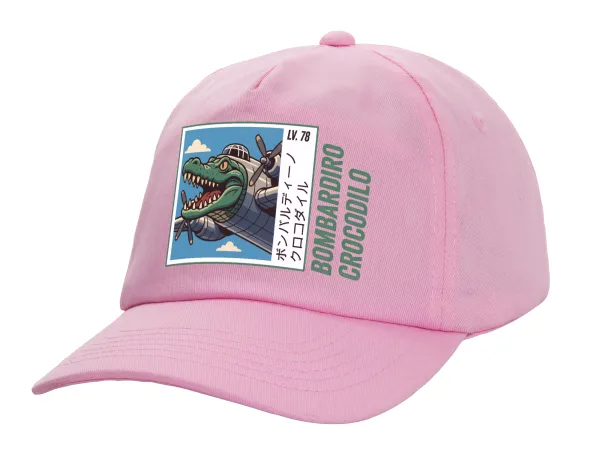Bombardiro Crocodilo — Casual children's baseball cap, 100% Cotton Twill, PINK (COTTON, CHILDREN'S, ONE SIZE)