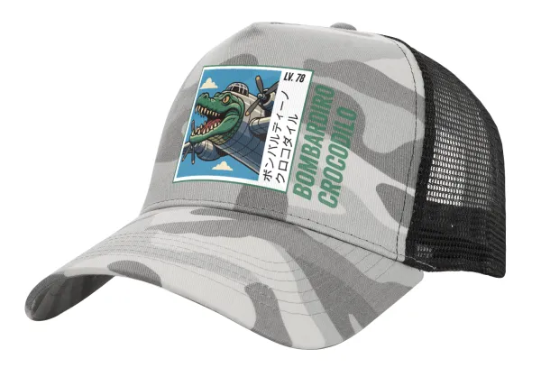 Bombardiro Crocodilo — Adult Structured Trucker Hat, with Mesh, (Camouflage) Army Camo (100% COTTON, ADULT, UNISEX, ONE SIZE)