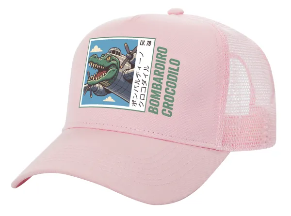 Bombardiro Crocodilo — Structured Trucker Children's Hat, with Mesh, PINK (100% COTTON, CHILDREN'S, UNISEX, ONE SIZE)