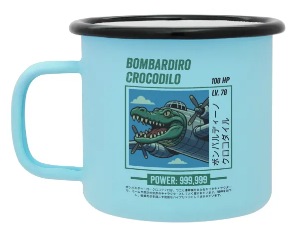Bombardiro Crocodilo — Κούπα Μεταλλική εμαγιέ ΜΑΤ σιέλ 360ml