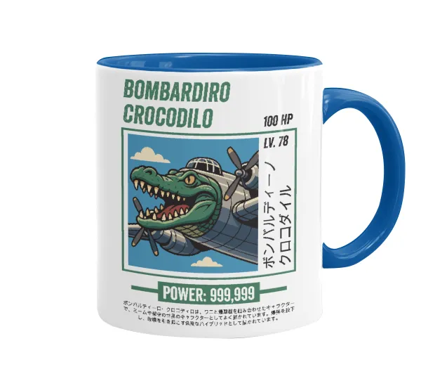 Bombardiro Crocodilo — Mug colored blue, ceramic, 330ml