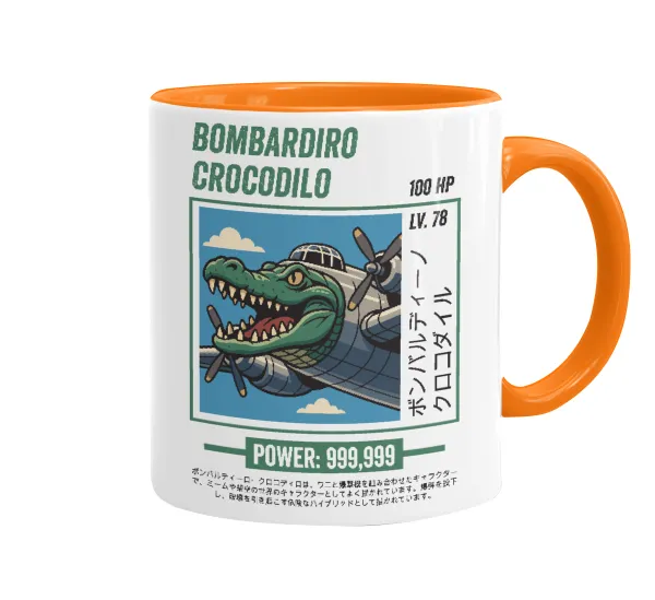 Bombardiro Crocodilo — Mug colored orange, ceramic, 330ml