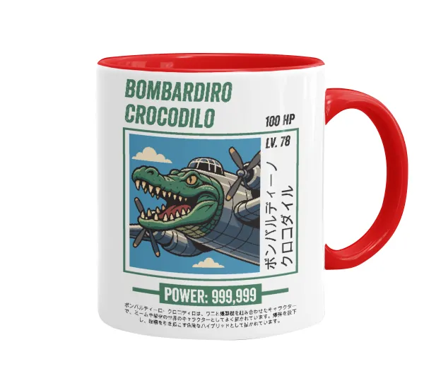 Bombardiro Crocodilo — Κούπα χρωματιστή κόκκινη, κεραμική, 330ml
