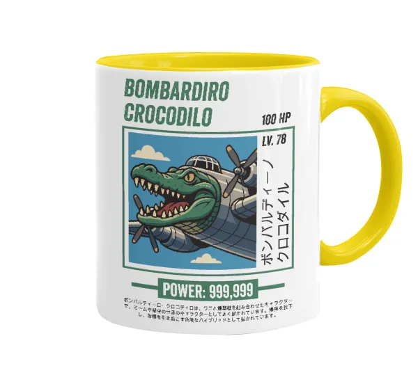 Bombardiro Crocodilo — Mug colored yellow, ceramic, 330ml