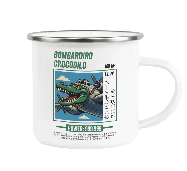 Bombardiro Crocodilo — Metallic enamel cup white 360ml