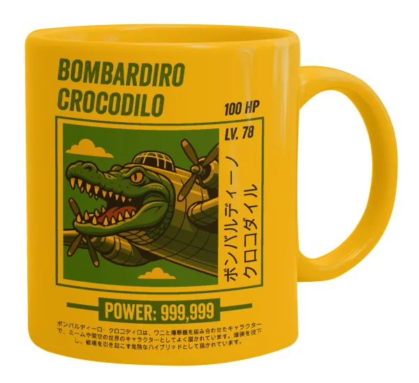 Bombardiro Crocodilo — Κούπα, κεραμική κίτρινη, 330ml