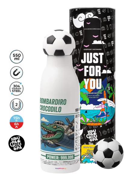 Bombardiro Crocodilo — Soccer Metal mug thermos, double wall, 550ml