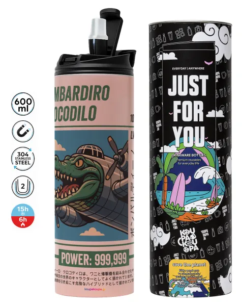 Bombardiro Crocodilo — Tumbler stainless steel PINK 600ml