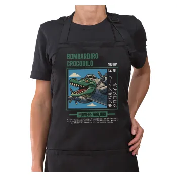 Bombardiro Crocodilo, Ποδιά μακριά Σεφ ολόσωμη με τσέπες Μαύρη (ΕΝΗΛΙΚΩΝ)